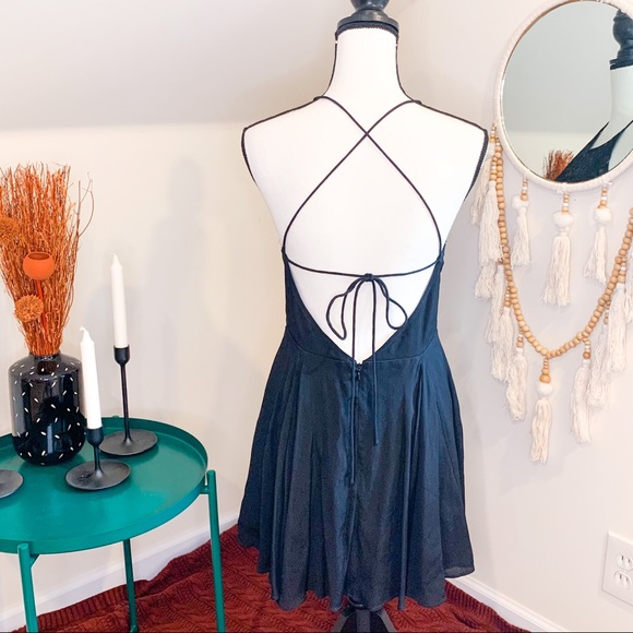 Lovers + Friends Black Embroidered Beaded Sexy Open Back Mini Dress - Picture 6 of 9